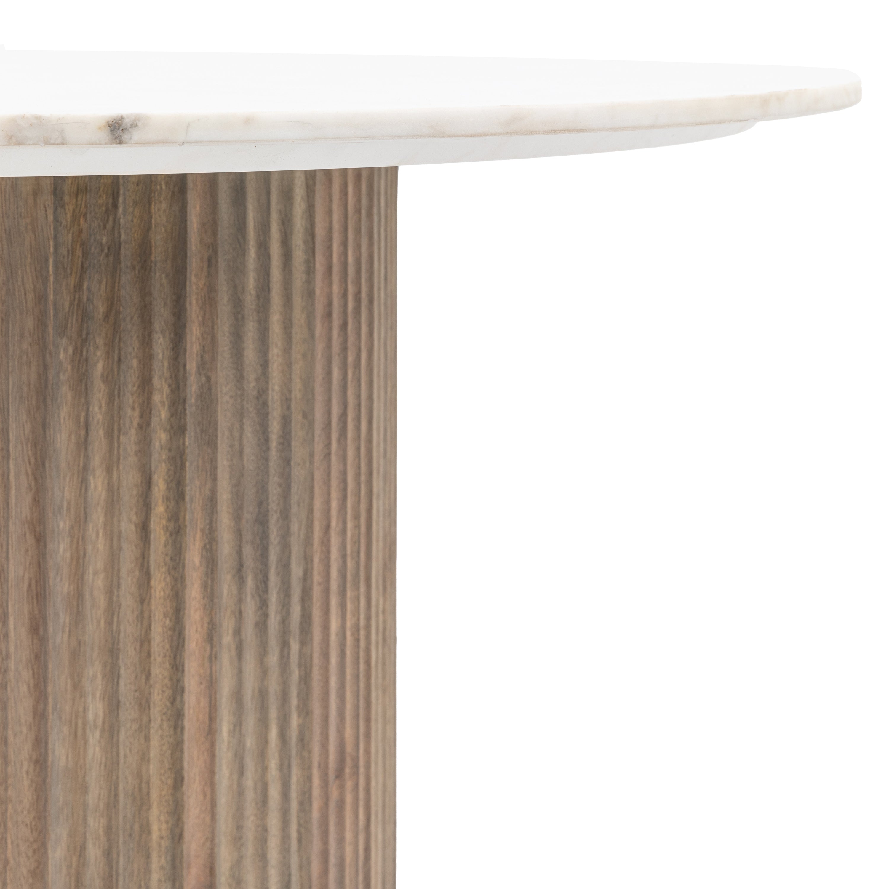 Francesco Grey Mango Wood & White Marble Round Drum Dining Table